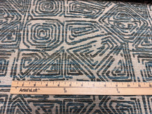 Load image into Gallery viewer, Tulum 77 Seaglass Textured Ethnic Maze Pattern Turquoise Beige Cream Performance Upholstery Fabric