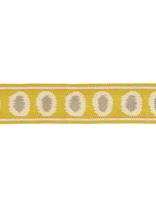 3 1/8”Wide Luxury Yellow Grey Ivory Geometric Ikat Drapery Tape Trim