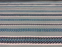 Load image into Gallery viewer, JAB Anstoetz Val d'Orcia Navy Aqua White Striped Geometric Texture Design Woven Jacquard Upholstery Fabric
