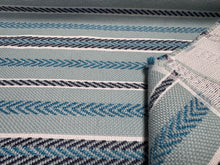 Load image into Gallery viewer, JAB Anstoetz Val d'Orcia Navy Aqua White Striped Geometric Texture Design Woven Jacquard Upholstery Fabric