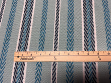 Load image into Gallery viewer, JAB Anstoetz Val d'Orcia Navy Aqua White Striped Geometric Texture Design Woven Jacquard Upholstery Fabric
