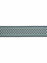 Load image into Gallery viewer, 3”Wide Luxury Blue White Geometric Lattice Diamond Braided Drapery Tape Trim