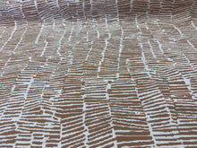 Load image into Gallery viewer, Perennials Bramblewood Paper Bag Beige Tan All Over Abstract Dashed Line Revisable Luxury Performance Upholstery Fabric