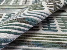 Load image into Gallery viewer, Gaston Y Daniela Toro Sentado Verde Green Ethnic Embroidery Design Unique Stripe Geometric Pattern Upholstery Fabric