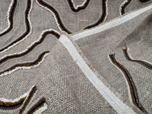 Load image into Gallery viewer, LARSEN Baya Linen Beige Ground Inspired By Organic Natural Formation Sand Furrows Scenery Design Crewel Work Embroidery Cream White Earthy Brown Woven Fabric