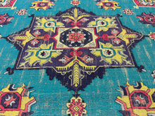 Load image into Gallery viewer, Clarke &amp; Clarke Malatya Aqua Heavy Duty Intricately Woven With A Turkish Inspired Kilim Geometric Design Indoor 
Upholstery Fabric
