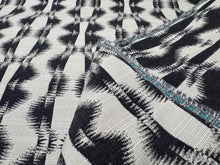 Load image into Gallery viewer, Perennials Good Vibrations Salt &amp; Pepper Black Beige Soundwave Inspired Pattern Outdoor Water Resistant Upholstery Fabric
