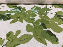 Load image into Gallery viewer, 2003 Peter Dunham Fig Leaves Green White Linen Printed Large Scale Leafy Motif Indoor Outdoor Upholstery Fabric