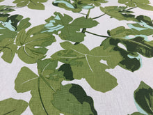 Load image into Gallery viewer, 2003 Peter Dunham Fig Leaves Green White Linen Printed Large Scale Leafy Motif Indoor Outdoor Upholstery Fabric