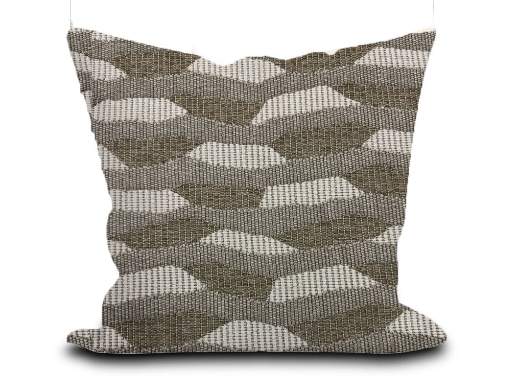 Kravet Design Escala Lz30400-06 Lizzo Indoor/Outdoor Taupe Beige White Geometric Pillow Cover