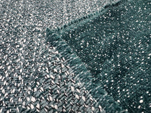 Load image into Gallery viewer, Pierre Frey Fox Petrole Emerald Teal White Heavy Textured Woven Pattern Boucle Tweed Nubby Looped Yarns Weave Luxury Upholstery Fabric