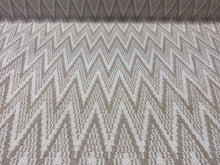 Load image into Gallery viewer, Pierre Frey Ronde Ecru 
White Natural Jacquard Weave Thick Fluffy Texture Large Two Tone Chevron Pattern Woven Upholstery Fabric