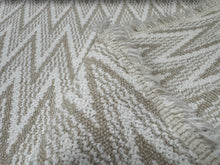 Load image into Gallery viewer, Pierre Frey Ronde Ecru 
White Natural Jacquard Weave Thick Fluffy Texture Large Two Tone Chevron Pattern Woven Upholstery Fabric