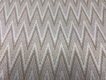 Load image into Gallery viewer, Pierre Frey Ronde Ecru 
White Natural Jacquard Weave Thick Fluffy Texture Large Two Tone Chevron Pattern Woven Upholstery Fabric