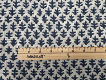 Load image into Gallery viewer, Remnant Sister Parish Burma Ocean Pale Blue White Small Scale Motif Botanical Leaf Indoor Outdoor Woven Fabric STA 6314