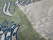 Load image into Gallery viewer, Katie Ridder Ottoman Tulip Green Floral Botanical Hand-Printed Belgian Linen Upholstery Fabric