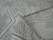 Load image into Gallery viewer, Maxwell Marion 947 Heron Blue Grey White Modern Diamond Motif Geometric Pattern Woven Performance Upholstery Fabric STA 6334
