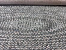 Load image into Gallery viewer, English Fermoie Popple Sky Blue Hand Drawn Line Printed Small Scale Watery Wavy Stripe Pattern Upholstery Linen STA 6337