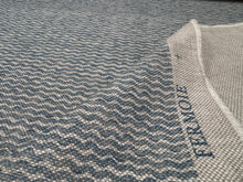 Load image into Gallery viewer, English Fermoie Popple Sky Blue Hand Drawn Line Printed Small Scale Watery Wavy Stripe Pattern Upholstery Linen STA 6337
