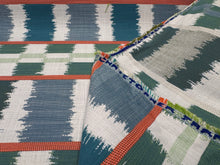 Load image into Gallery viewer, Christopher Farr Cloth Lapaz Turchese Orange Green Check Stripe Ikat Design Perennials Performance Woven Upholstery Fabric STA 6338