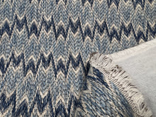Load image into Gallery viewer, Nina Campbell Dumas Indigo Blue Flame Stitch Jacquard Performance Woven Upholstery Fabric STA 6339