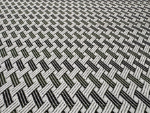 Load image into Gallery viewer, Scalamandré Aldeco Tiébélé Indoor/Outdoor Green Moss Geometric Trellis Jacquard Fabric STA 6347