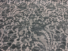 Load image into Gallery viewer, Natasha Baradaran Elle Charcoal Handcrafted Artisanal Floral Lace Pattern Digital Print Upholstery Fabric STA 6363