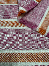 Load image into Gallery viewer, Pollack Amherst Zinnia MCM Mid Century Modern Striped in Orange Raspberry White Upholstery Fabric
