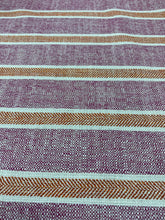 Load image into Gallery viewer, Pollack Amherst Zinnia MCM Mid Century Modern Striped in Orange Raspberry White Upholstery Fabric