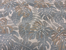 Load image into Gallery viewer, Tommy Bahama Floral Print Blue Island-Inspired Large Scale Palm-Style Leaves Indoor-Outdoor Woven Upholstery Fabric STA 6369