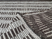 Load image into Gallery viewer, Lee Jofa Modern Baja Shadow Brown Woven Hand Drawn Geometric Grid Design Upholstery Fabric STA 6371