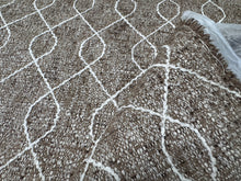 Load image into Gallery viewer, Kovi Bark Beige Taupe Geometric Quatrefoil Design Indoor/Outdoor Woven Upholstery Fabric STA 6373