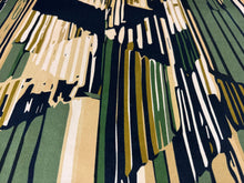 Load image into Gallery viewer, Pierre Frey Palla Tourmaline Dark Green Gold Black Cream Modern Geometric Design Performance Indoor Velvet Upholstery Fabric STA 6376