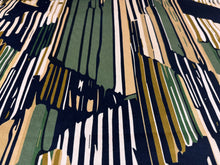 Load image into Gallery viewer, Pierre Frey Palla Tourmaline Dark Green Gold Black Cream Modern Geometric Design Performance Indoor Velvet Upholstery Fabric STA 6376