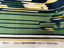 Load image into Gallery viewer, Pierre Frey Palla Tourmaline Dark Green Gold Black Cream Modern Geometric Design Performance Indoor Velvet Upholstery Fabric STA 6376