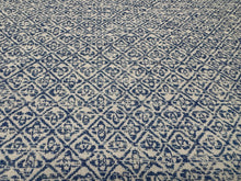 Load image into Gallery viewer, Remnant Schumacher Sarong Weave Indoor/Outdoor Indigo Blue Small Scale Diamond Pattern Upholstery Fabric STA 6379