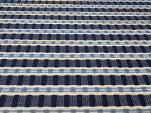 Load image into Gallery viewer, Greenhouse Fabric S5650 Indigo Blue White Woven Check Stripe Crypton Upholstery Fabric STA 6387