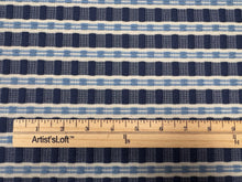 Load image into Gallery viewer, Greenhouse Fabric S5650 Indigo Blue White Woven Check Stripe Crypton Upholstery Fabric STA 6387