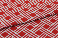 Load image into Gallery viewer, 1.6 Yard Gaston Y Daniela Dorcas Rojo Red White Indoor Outdoor Upholstery Fabric