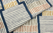 Load image into Gallery viewer, Thread Christiane Lemieux Orion Navy Blue Taupe Mustard Embroidered Drapery Fabric