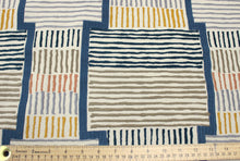 Load image into Gallery viewer, Thread Christiane Lemieux Orion Navy Blue Taupe Mustard Embroidered Drapery Fabric