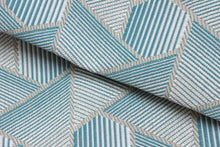 Load image into Gallery viewer, Designers Guild Delray Aqua Indoor Outdoor Geometric Upholstery Fabric