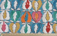 Load image into Gallery viewer, Kit Kemp Heart of Oak Turquoise Blue Red Orange Cream Mustard Upholstery Drapery Fabric