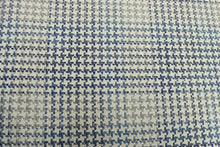Load image into Gallery viewer, Designer Variegated Navy Blue Teal Grey Houndstooth Upholstery Fabric