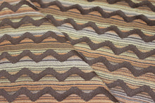 Load image into Gallery viewer, Designer Water &amp; Stain Resistant  Brown Green Orange Geometric Upholstery Fabric