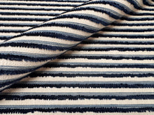 Load image into Gallery viewer, Remnant Stout Textiles Jubilee 1 Ink / Indigo Contemporary Transitional Railroaded Stripe Texture Performance Fabric STA 6455