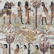 Load image into Gallery viewer, Designer Seafoam Green Brown Aqua Egyptian Assyrian Toile Upholstery Drapery Fabric MGF