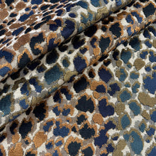 Load image into Gallery viewer, Rusty Brown Blue Ivory Teal Green Cut Velvet Animal Pattern Upholstery Fabric MGF
