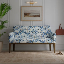 Load image into Gallery viewer, Cotton Linen Blue Navy Seafoam Ivory Floral Upholstery Drapery Fabric / Blueridge