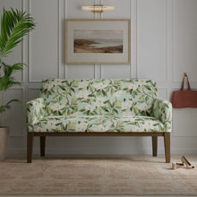 Load image into Gallery viewer, Aqua Teal Green Off White Floral Magnolia Upholstery Drapery Fabric / Juniper